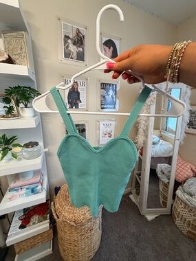 Altered State Women's Teal Ribbed Sweetheart Tank Top